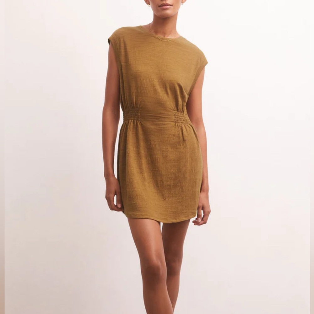 Z Supply Rowan Textured Mini Dress In Caramel
